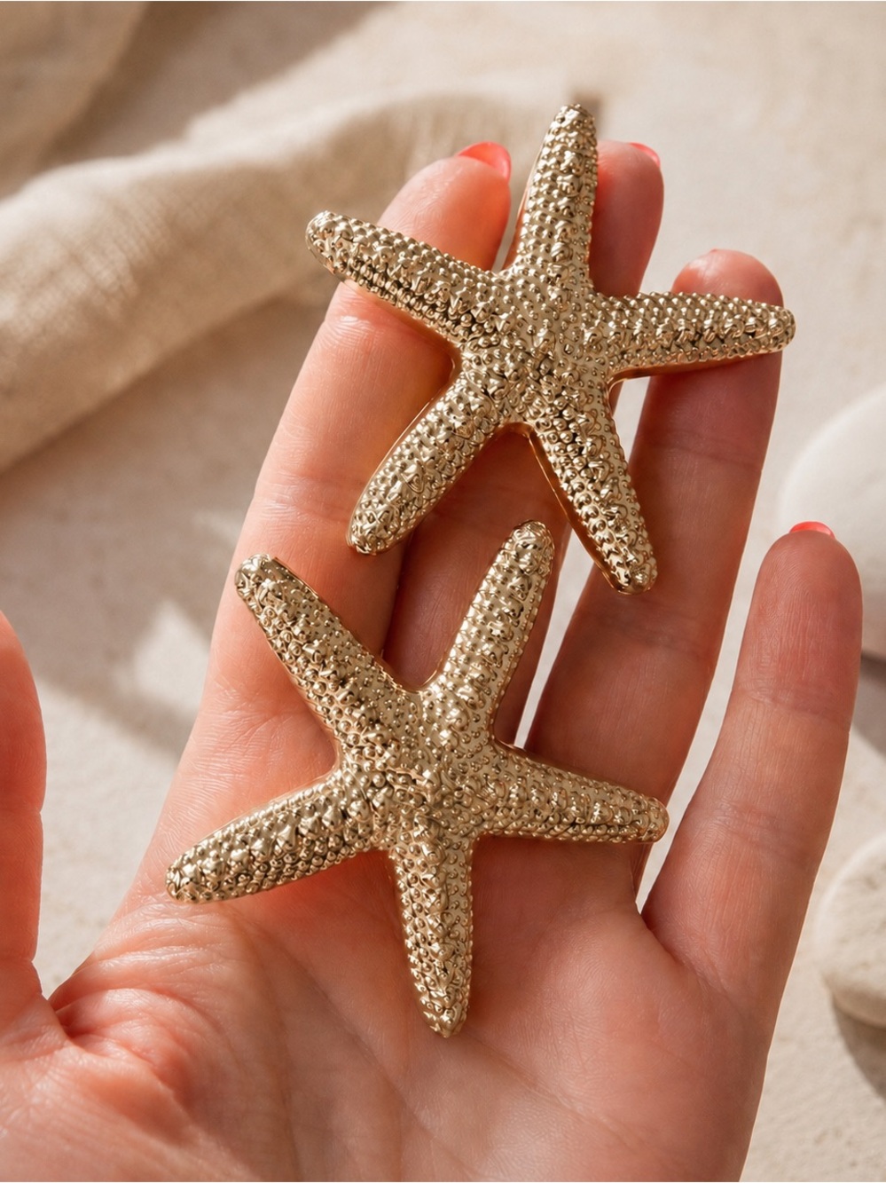 Gold Starfish Summer Earrings
